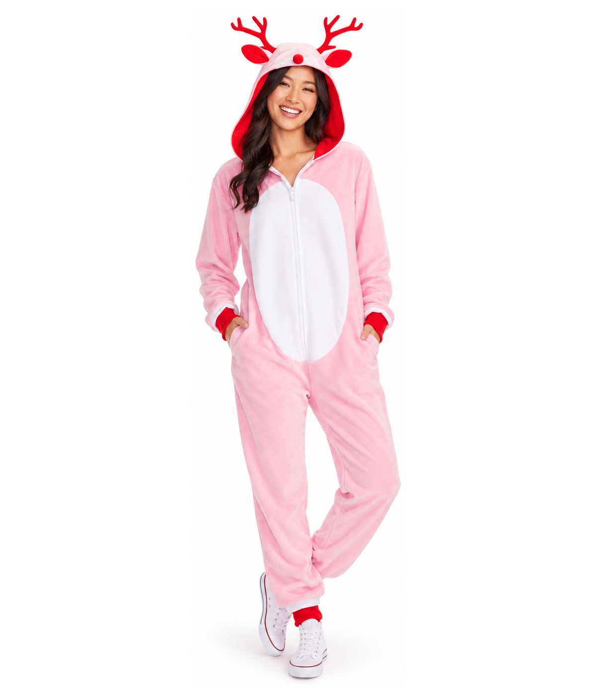 Women's Pink Rudolph Jumpsuit
