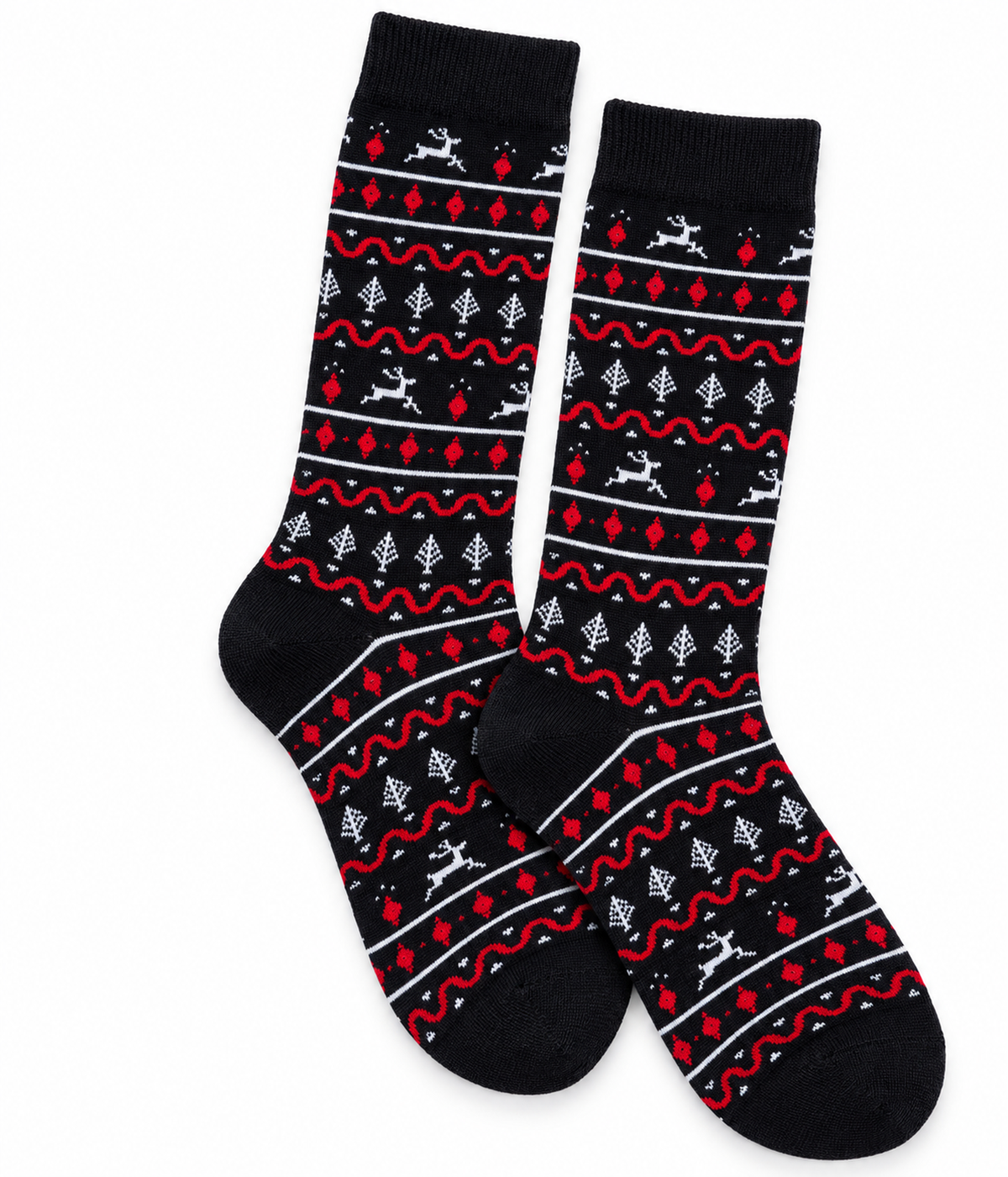 Men's Red and Black Fair Isle Socks (Fits Sizes 8-11M)