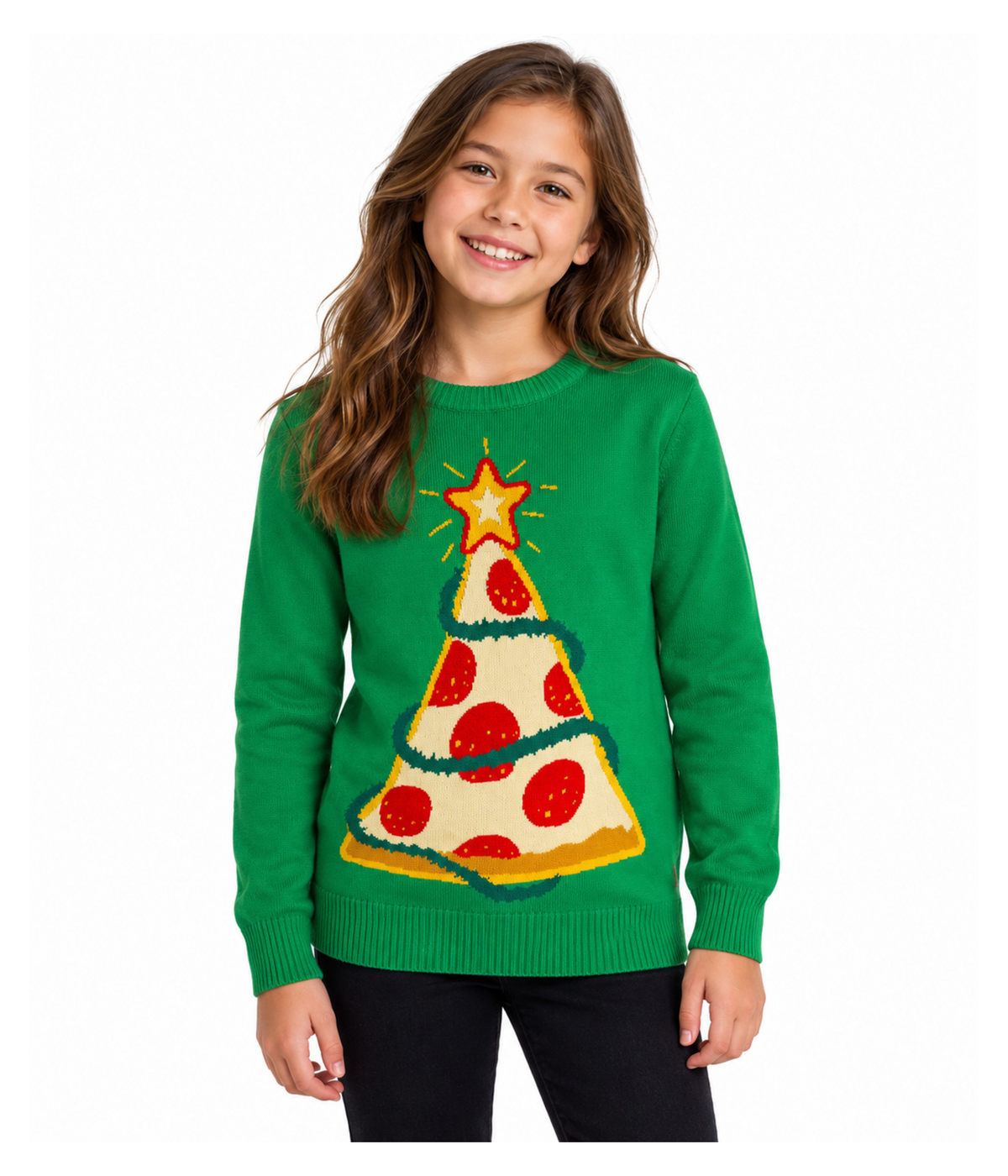 Girl's Pizza Tree Sweater
