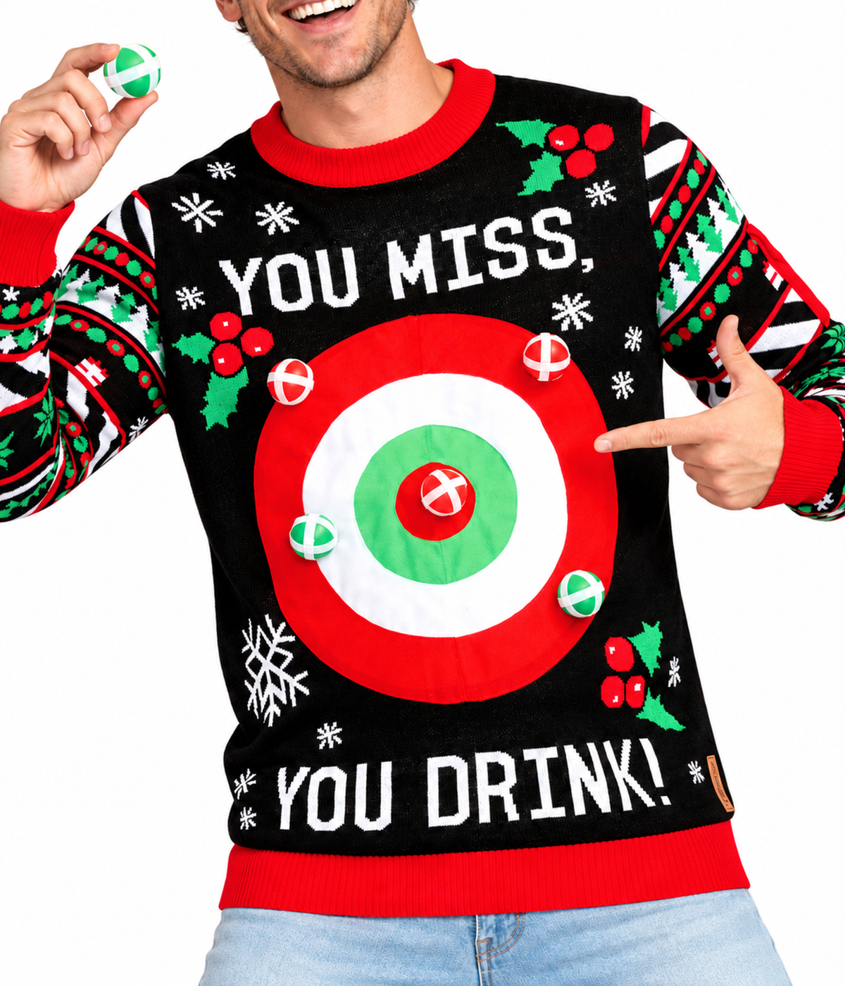 Men's Drinking Game Ugly Christmas Sweater