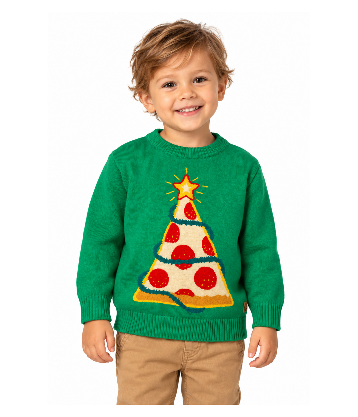 Toddler Boy's Pizza Tree Ugly Christmas Sweater