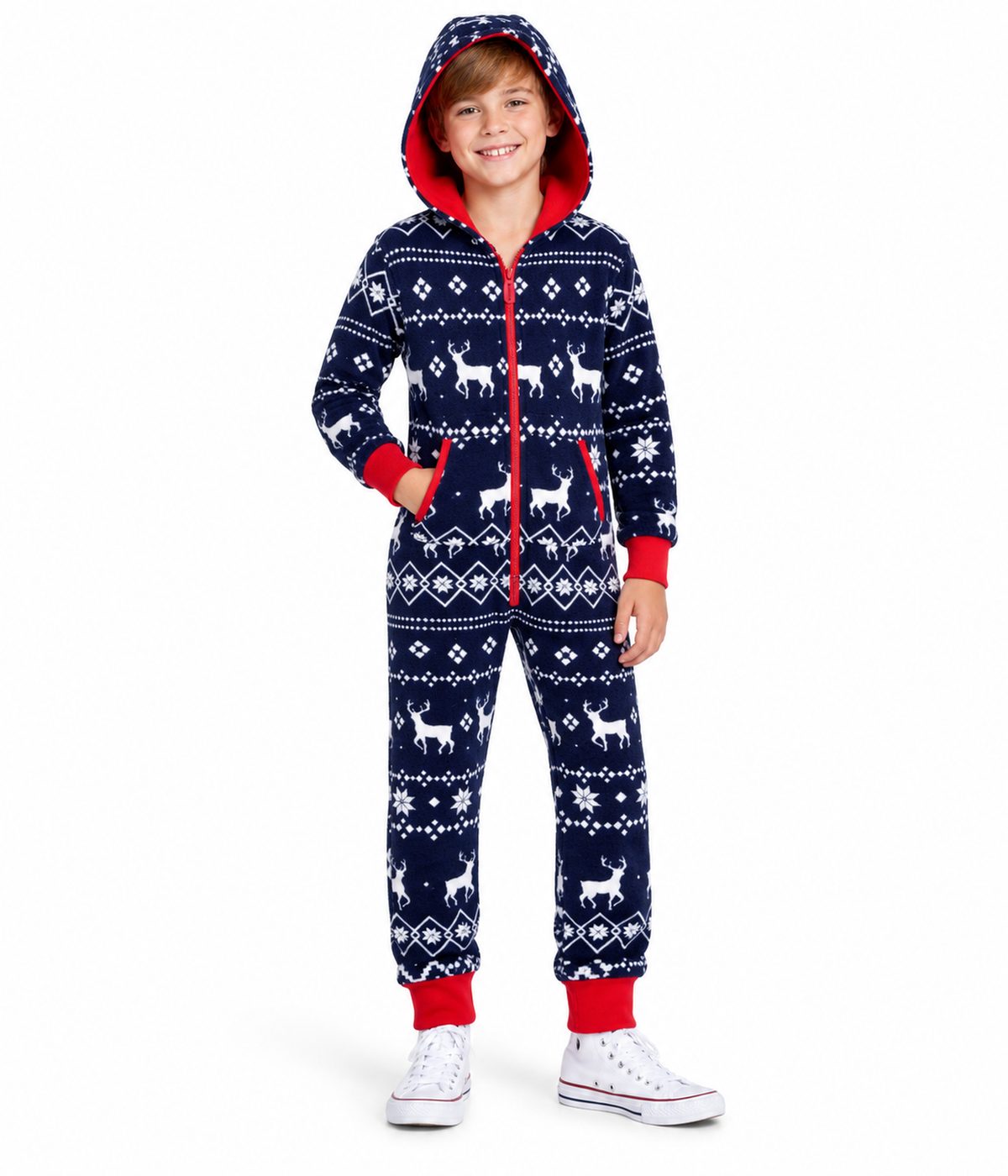 Boy's Blue Reindeer Jumpsuit