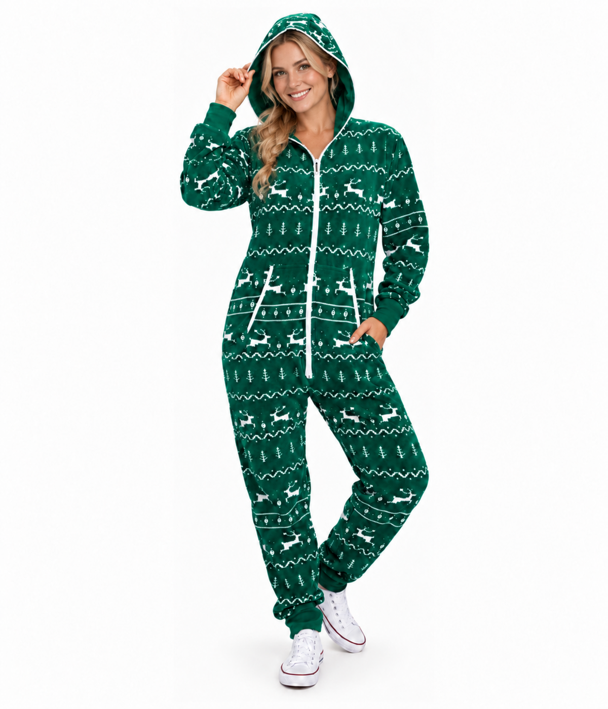Women's Green Fair Isle Jumpsuit