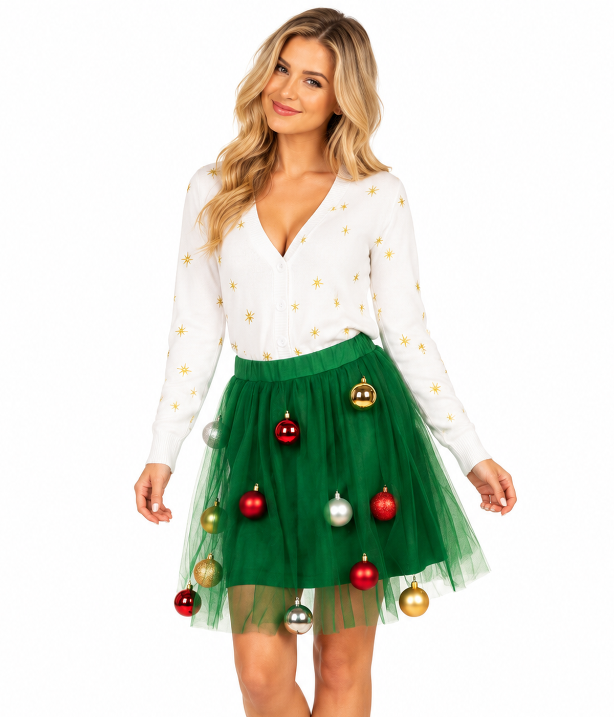 Women's Tree Skirt and Cardigan Set