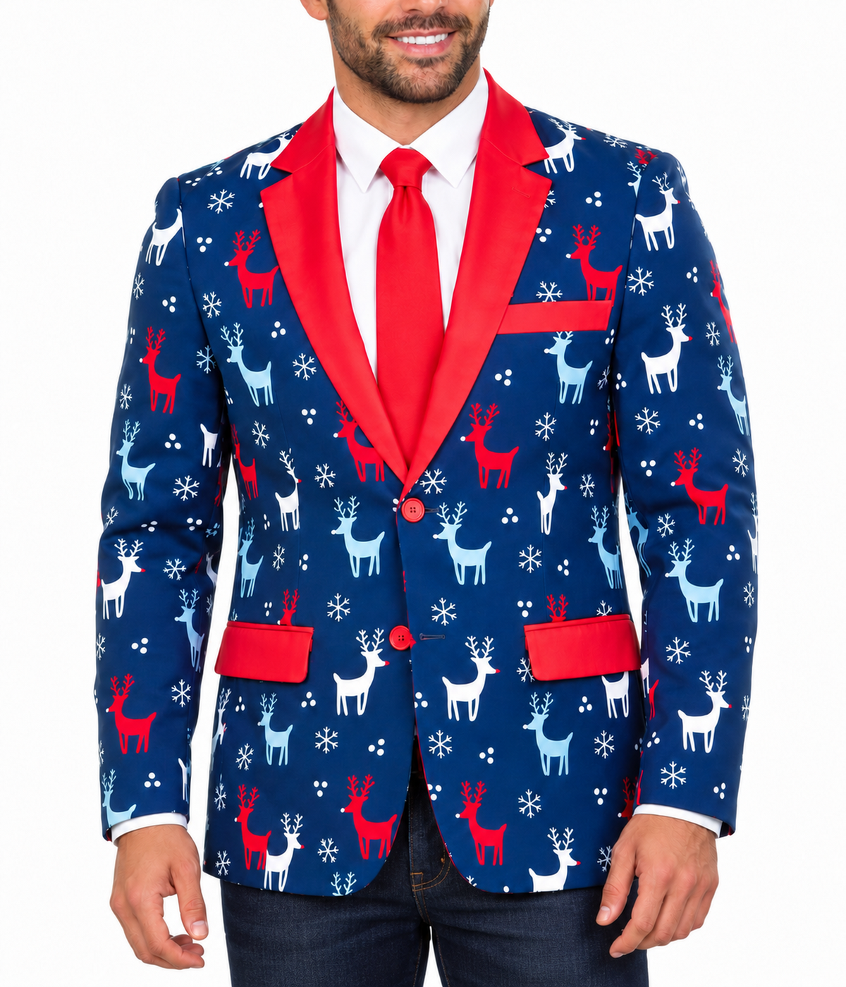 Men's Reindeer Gains Blazer w/ Tie Primary Image