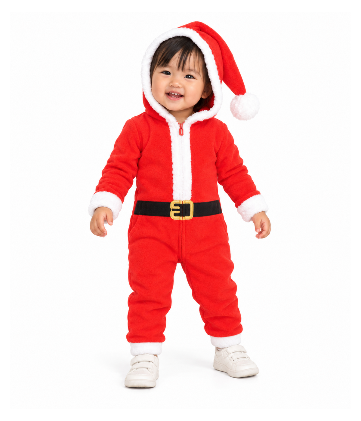 Baby Girl's Santa Jumpsuit With Fur