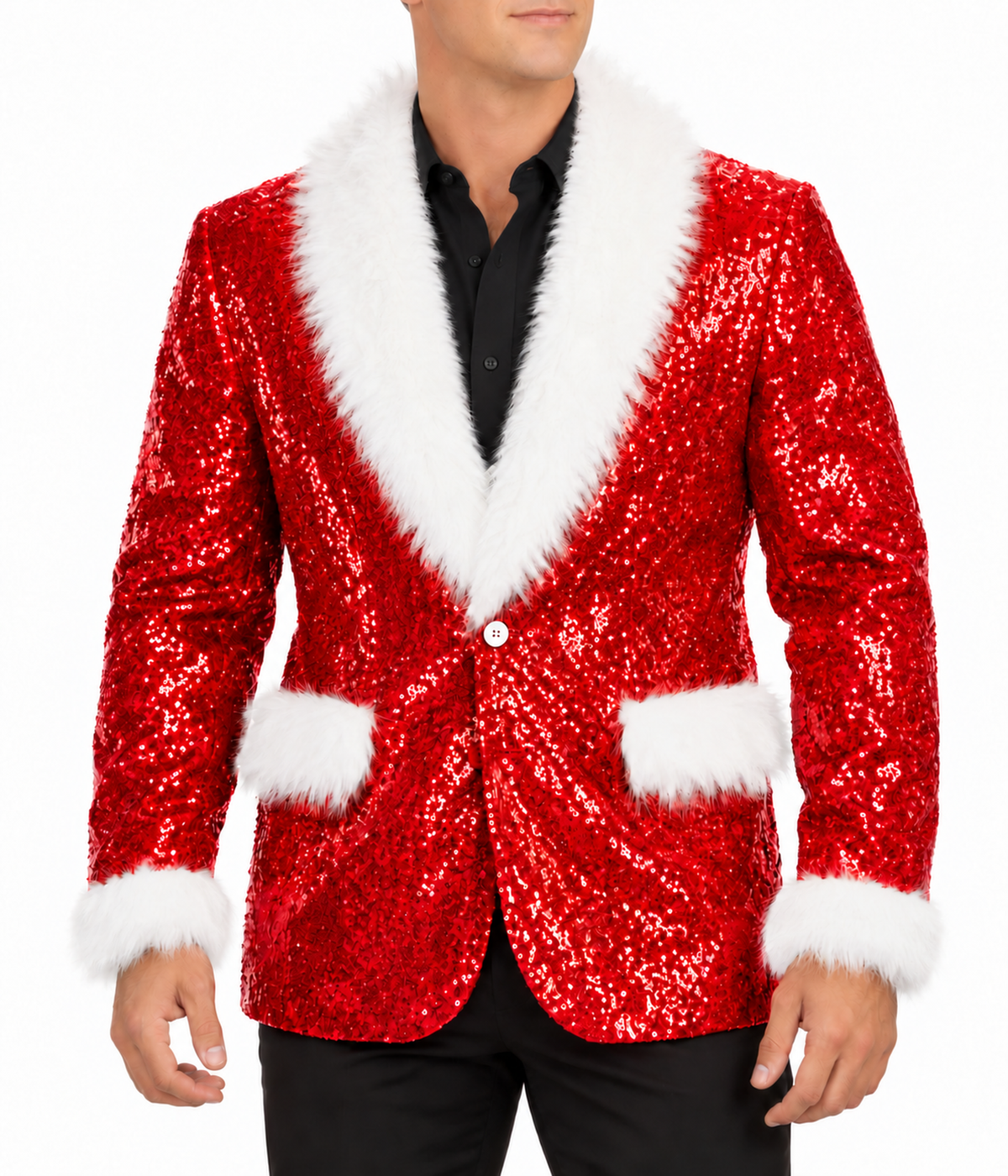 Men's Red Sequin Santa Blazer