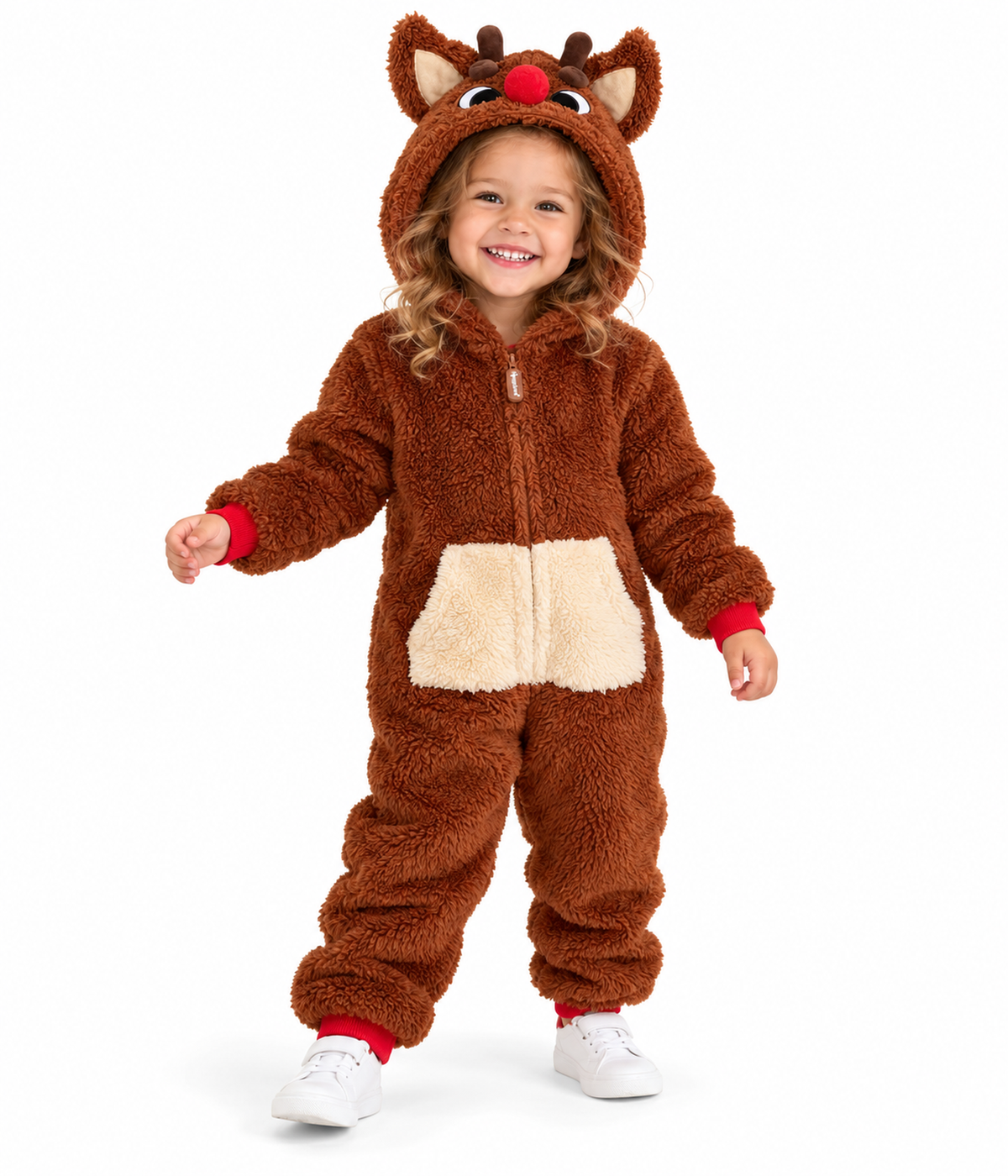 Toddler Girl's Rudolph Sherpa Jumpsuit