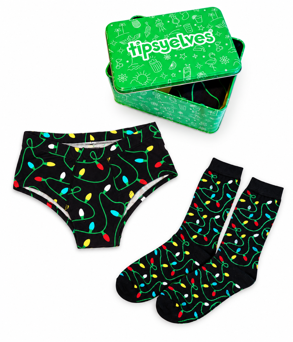 Women's Christmas Lights Underwear & Socks Gift Set