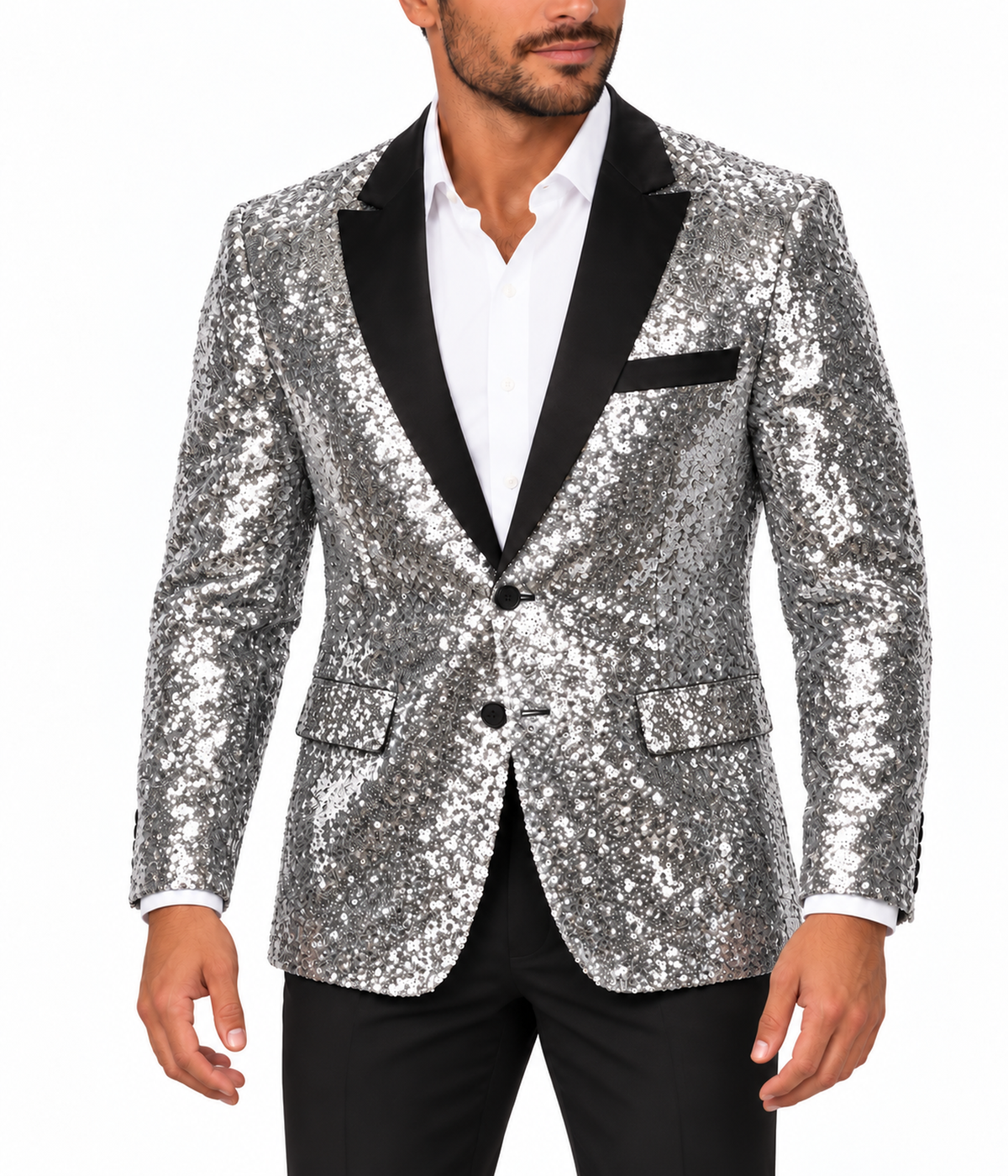 Men's Silver Sequin Blazer