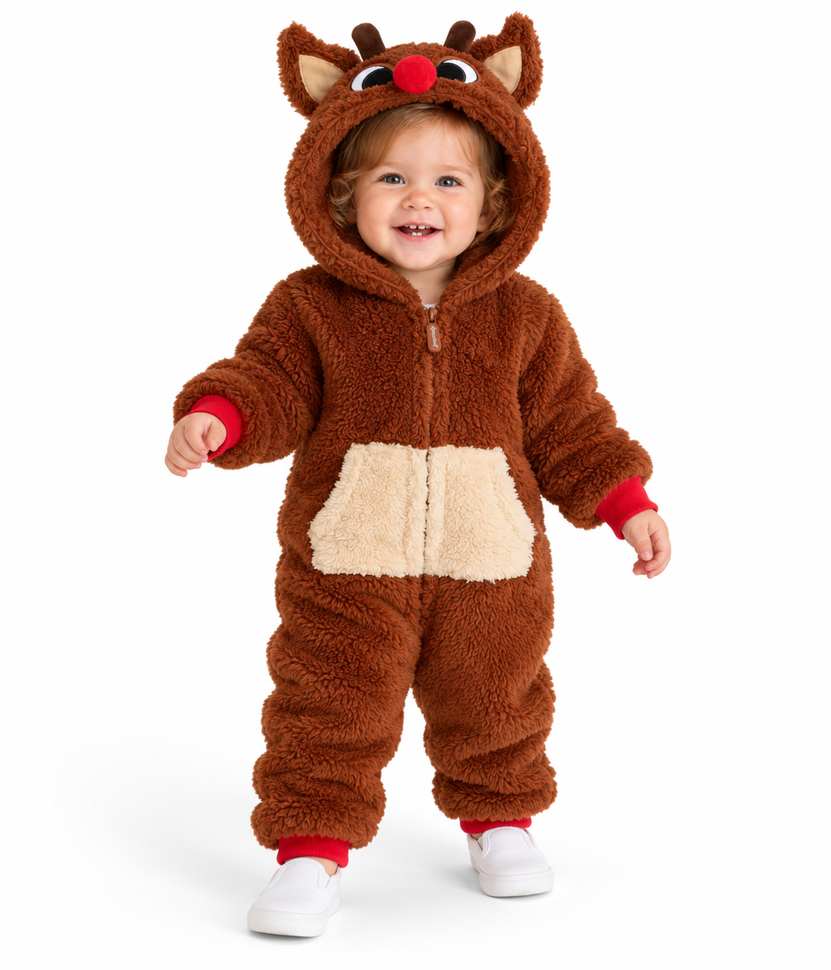 Baby Girl's Rudolph Sherpa Jumpsuit
