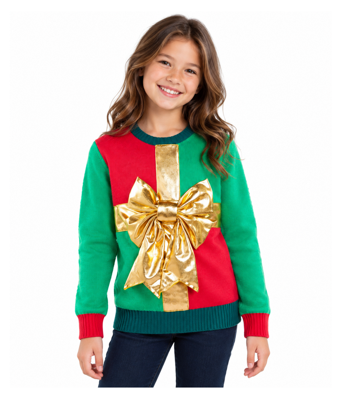 Girl's Little Present Ugly Christmas Sweater