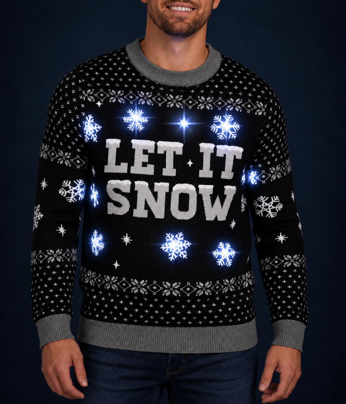 Men's Let it Snow Light Up Ugly Christmas Sweater