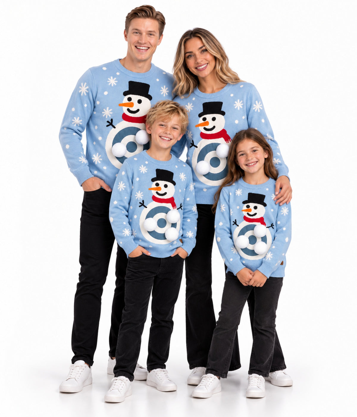 Matching Snowball Fight Game Family Christmas Sweaters