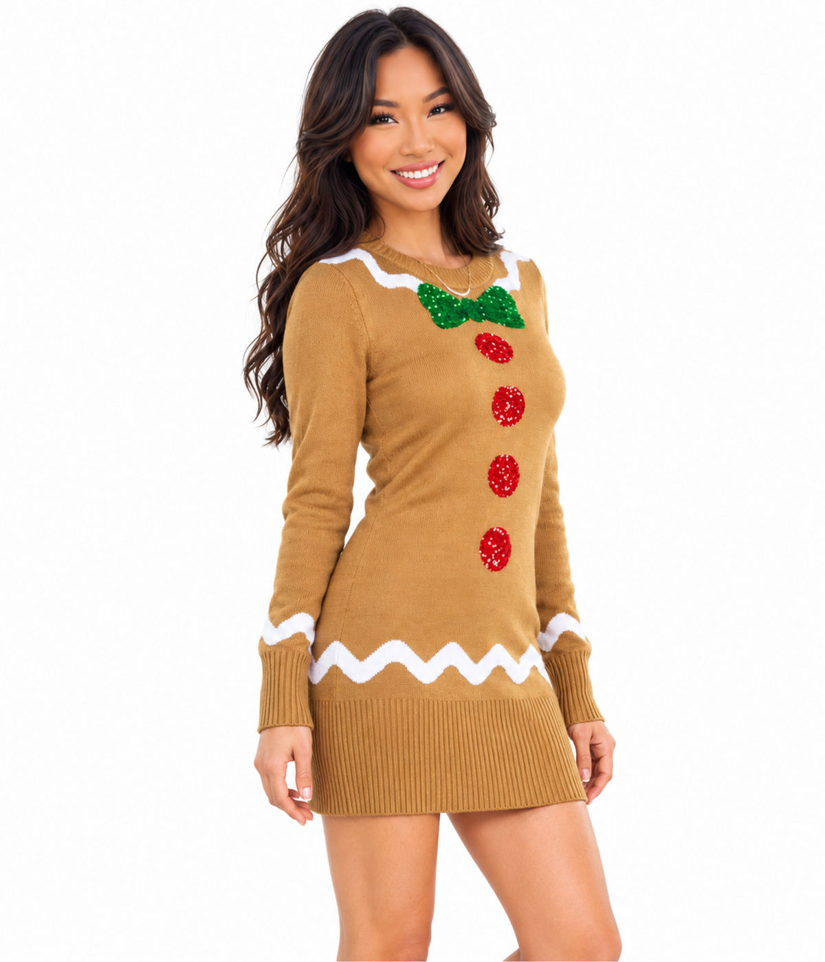 Women's Gingerbread Sweater Dress Image 2