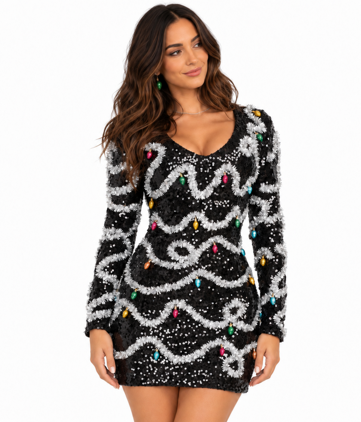 Women's Midnight String of Lights Sequin Dress