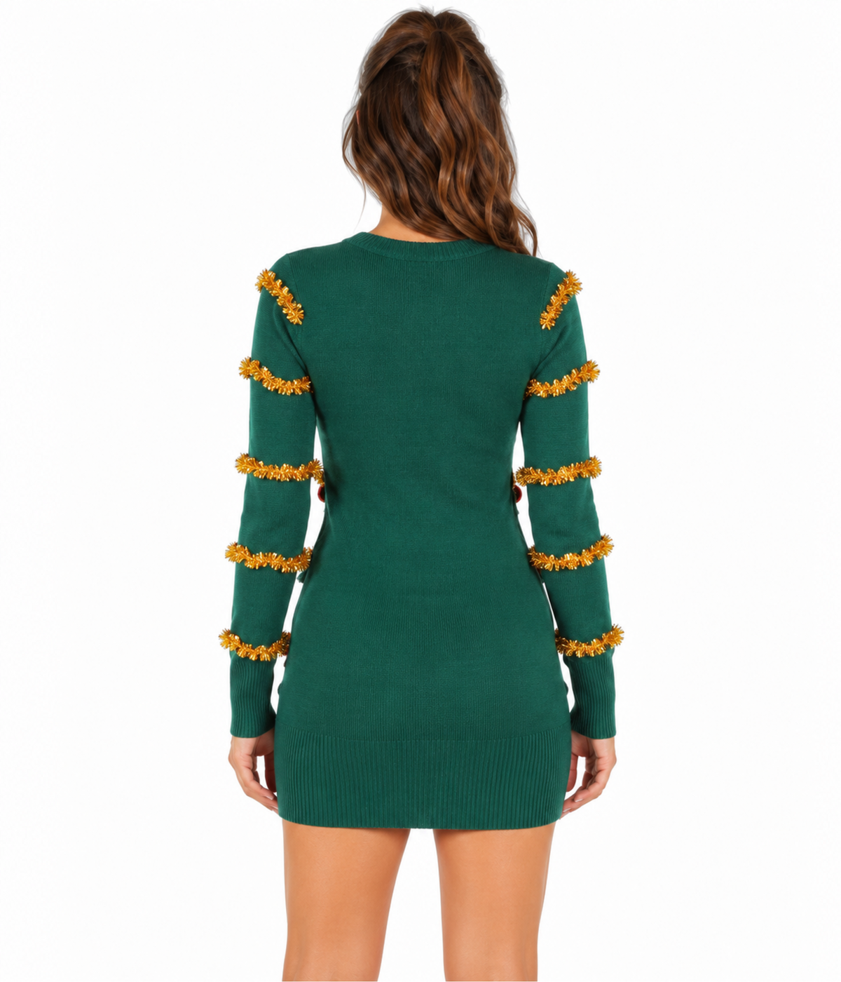 Women's Tinsel Tree Christmas Sweater Dress