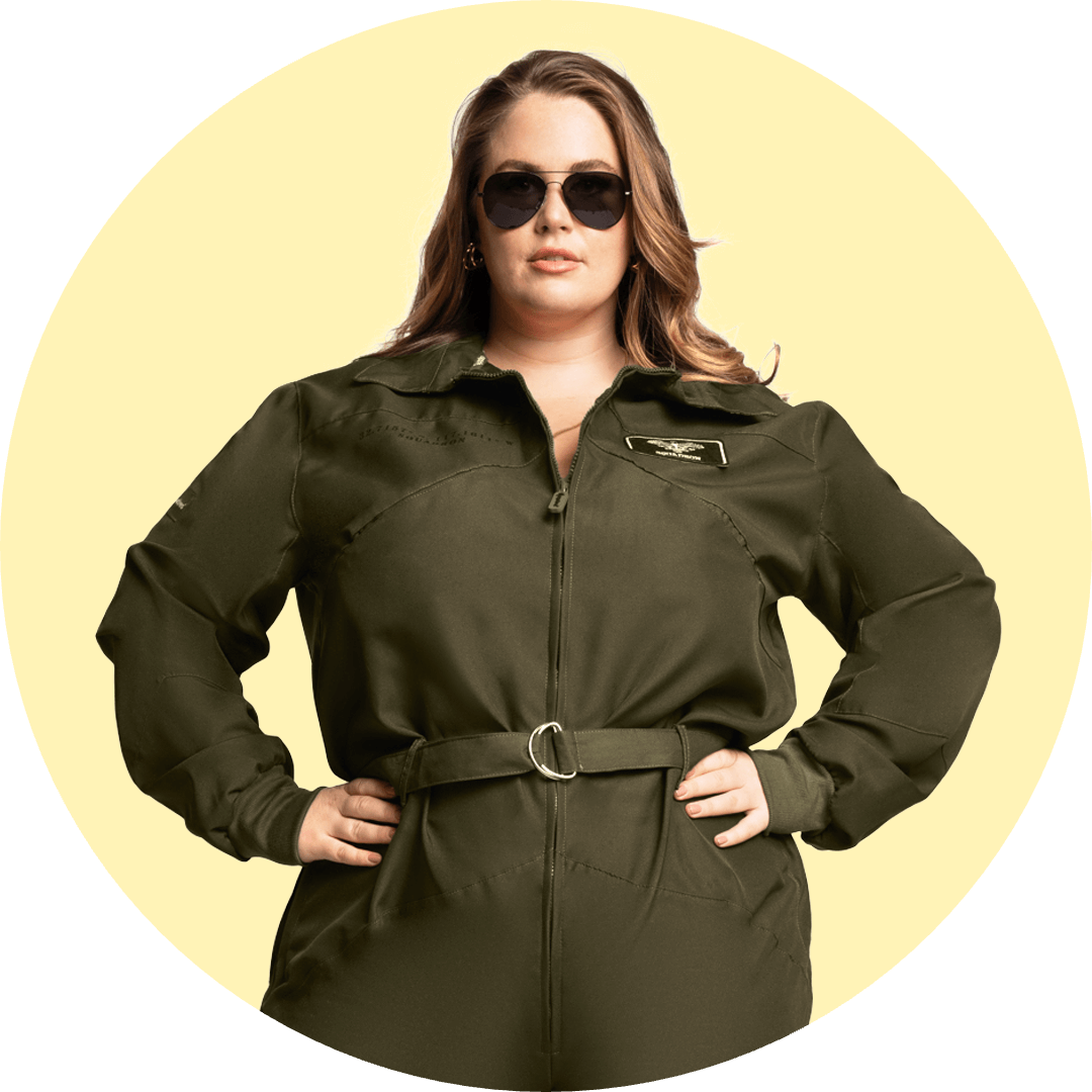 shop plus size - image of model wearing womens pilot plus size costume