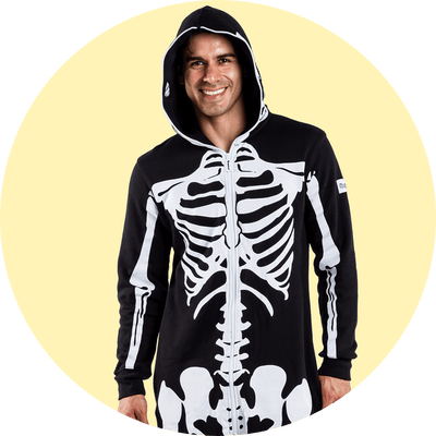 shop skeleton costumes - image of model wearing men's skeleton costume