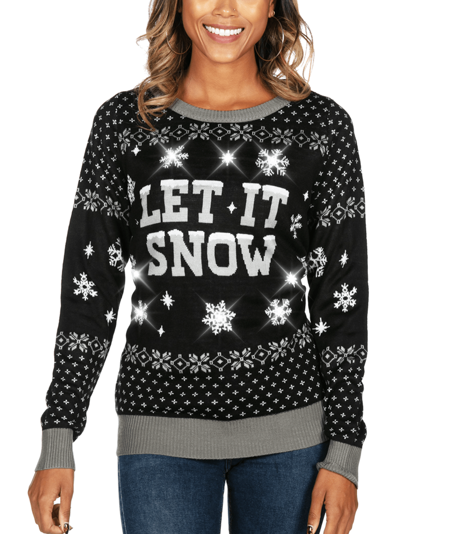 Women's Let it Snow Light Up Ugly Christmas Sweater Image 3
