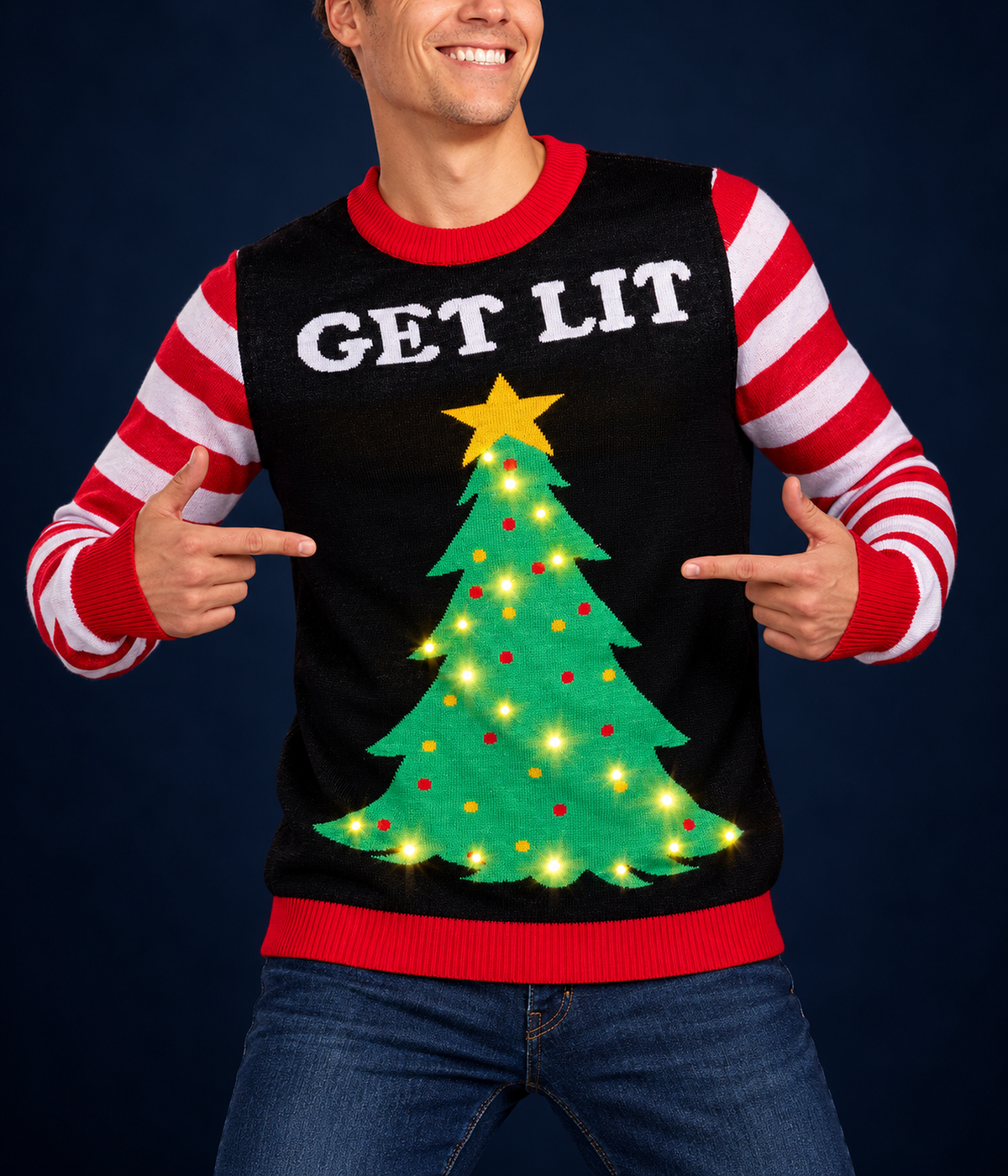 Men's Get Lit Light Up Ugly Christmas Sweater