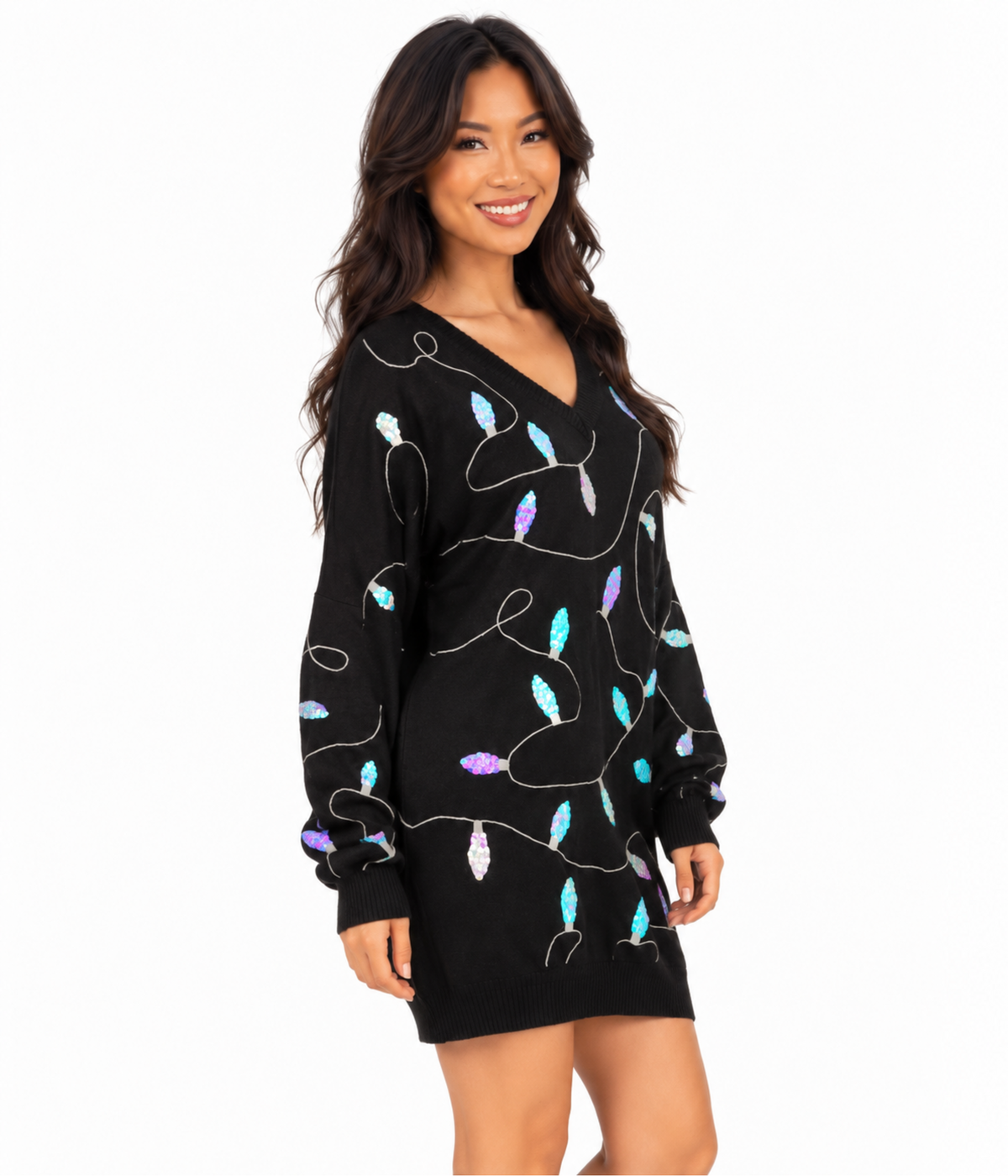 Women's Iridescent Lights Oversized Sweater Dress Image 2