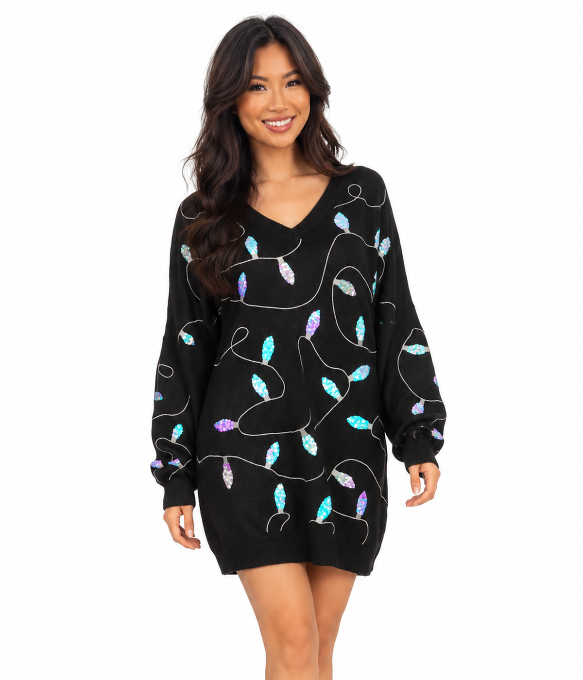 Women's Iridescent Lights Oversized Sweater Dress