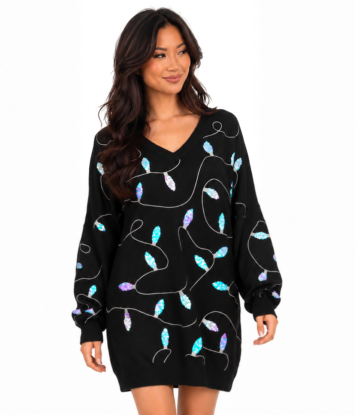 Women's Iridescent Lights Oversized Sweater Dress