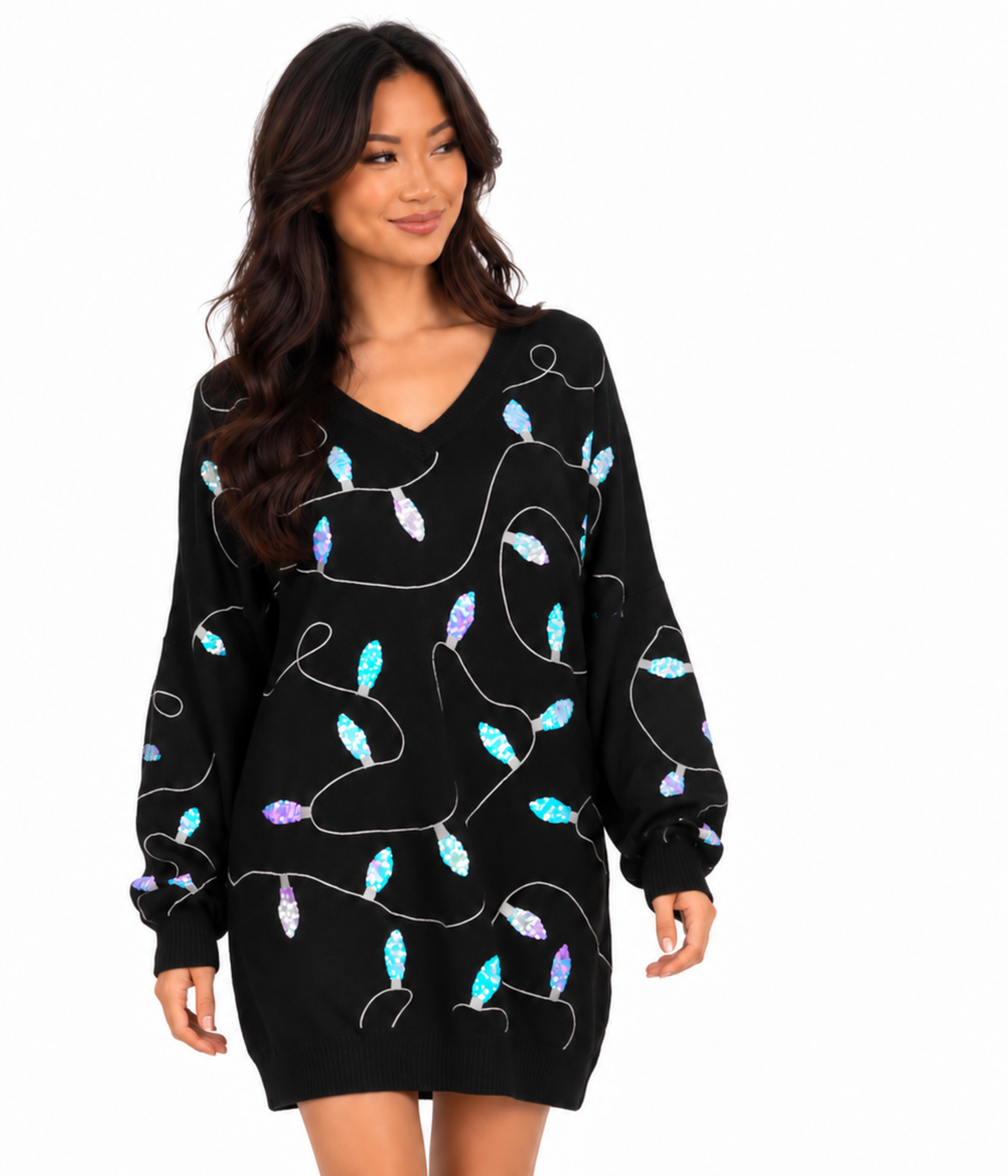 Women's Iridescent Lights Oversized Sweater Dress