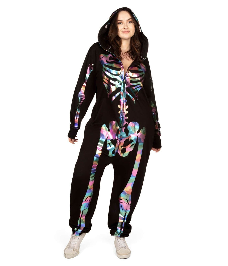 Iridescent Skeleton Plus Size Jumpsuit Costume: Women's Halloween ...