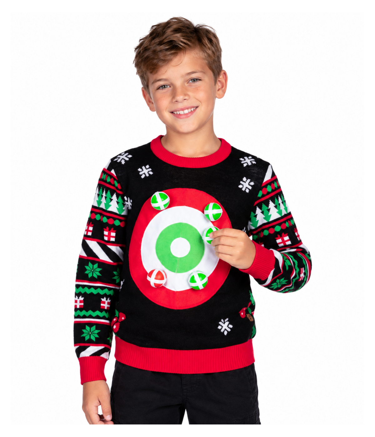 Boy's Dart Board Game Ugly Christmas Sweater Primary Image