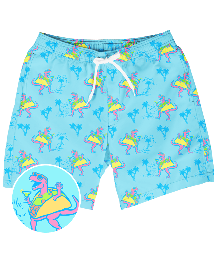 Tacosaurus Stretch Swim Trunks: Men's Summer Outfits | Tipsy Elves