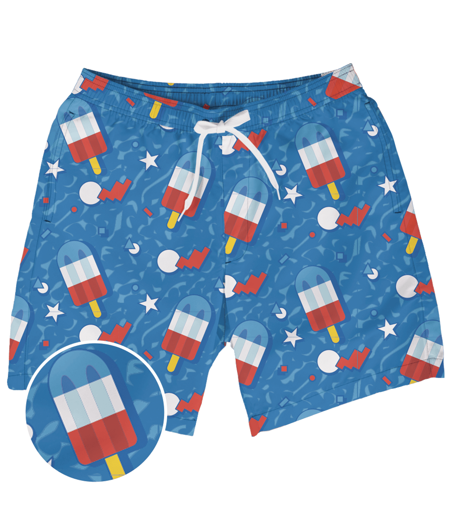 Retro Patriotic Pops Stretch Swim Trunks