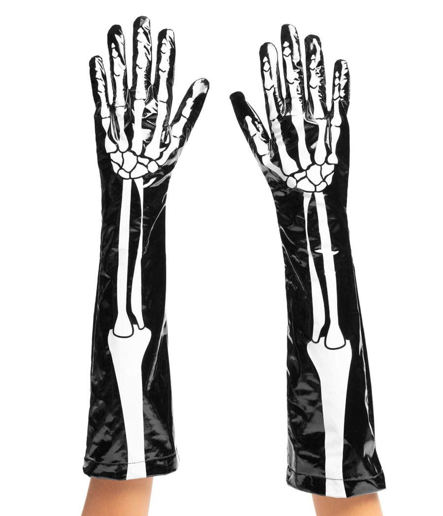 Long Pleather Skeleton Gloves Women's Halloween Outfits Tipsy Elves