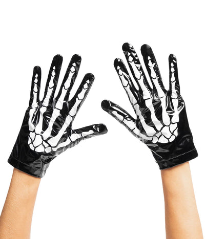 Pleather Skeleton Gloves Primary Image