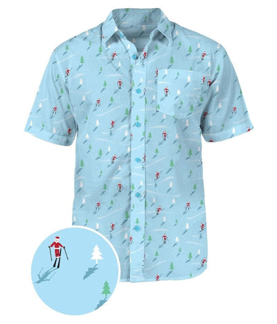Men's Christmas Skiing Santa Button Down Shirt