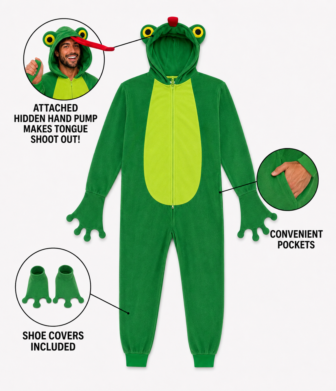 Men’s Pop-Out Tongue Frog Costume Image 2