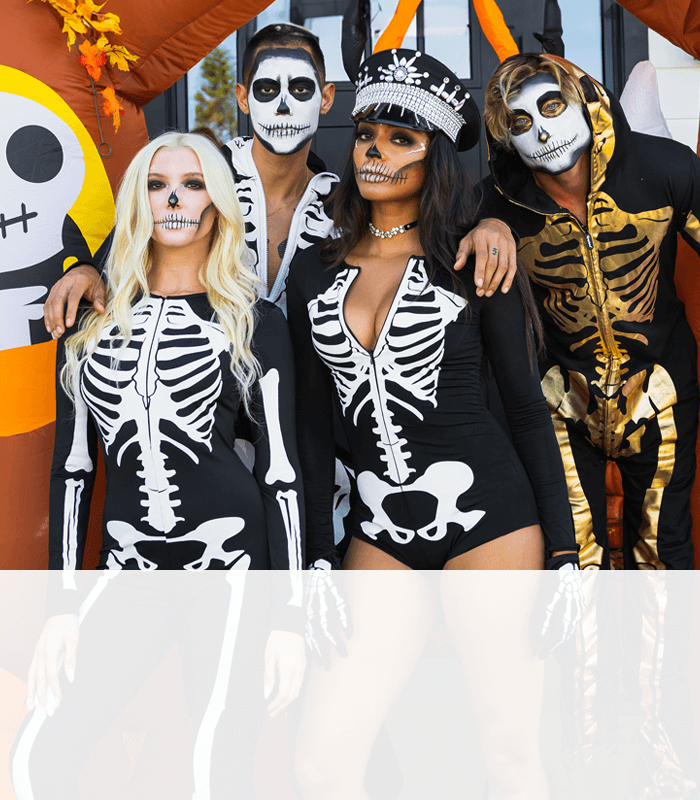 image of models wearing skeleton costumes