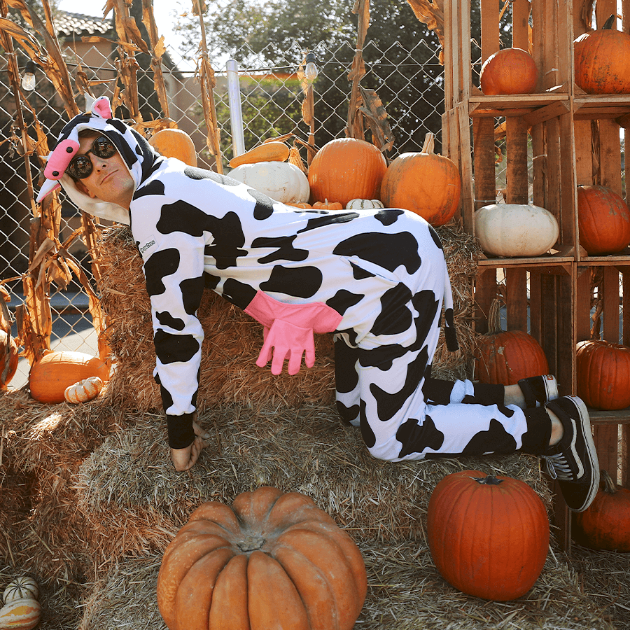 shop funny - image of model wearing mens cow costume
