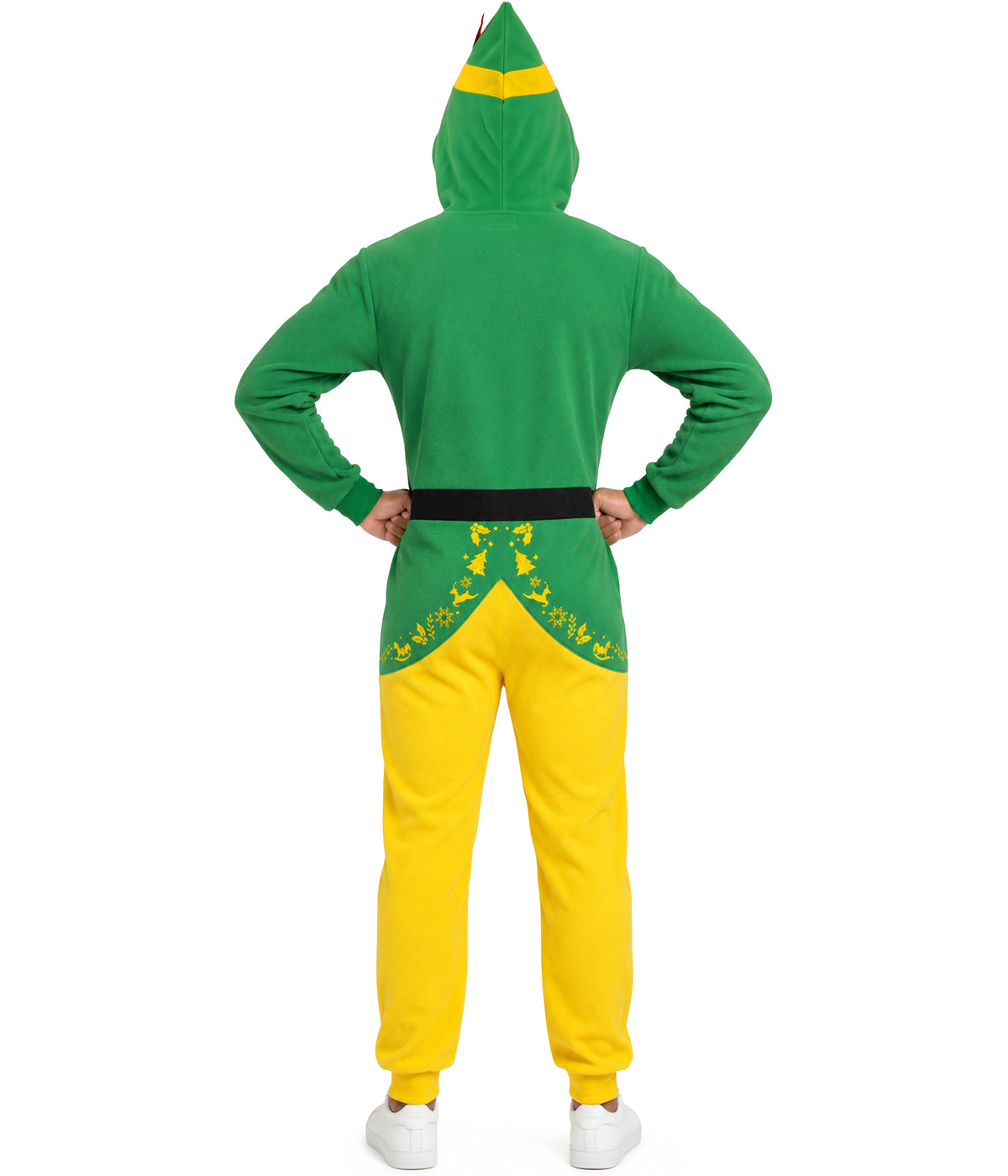 Men's Buddy the Elf Jumpsuit with Elf Hat Hood