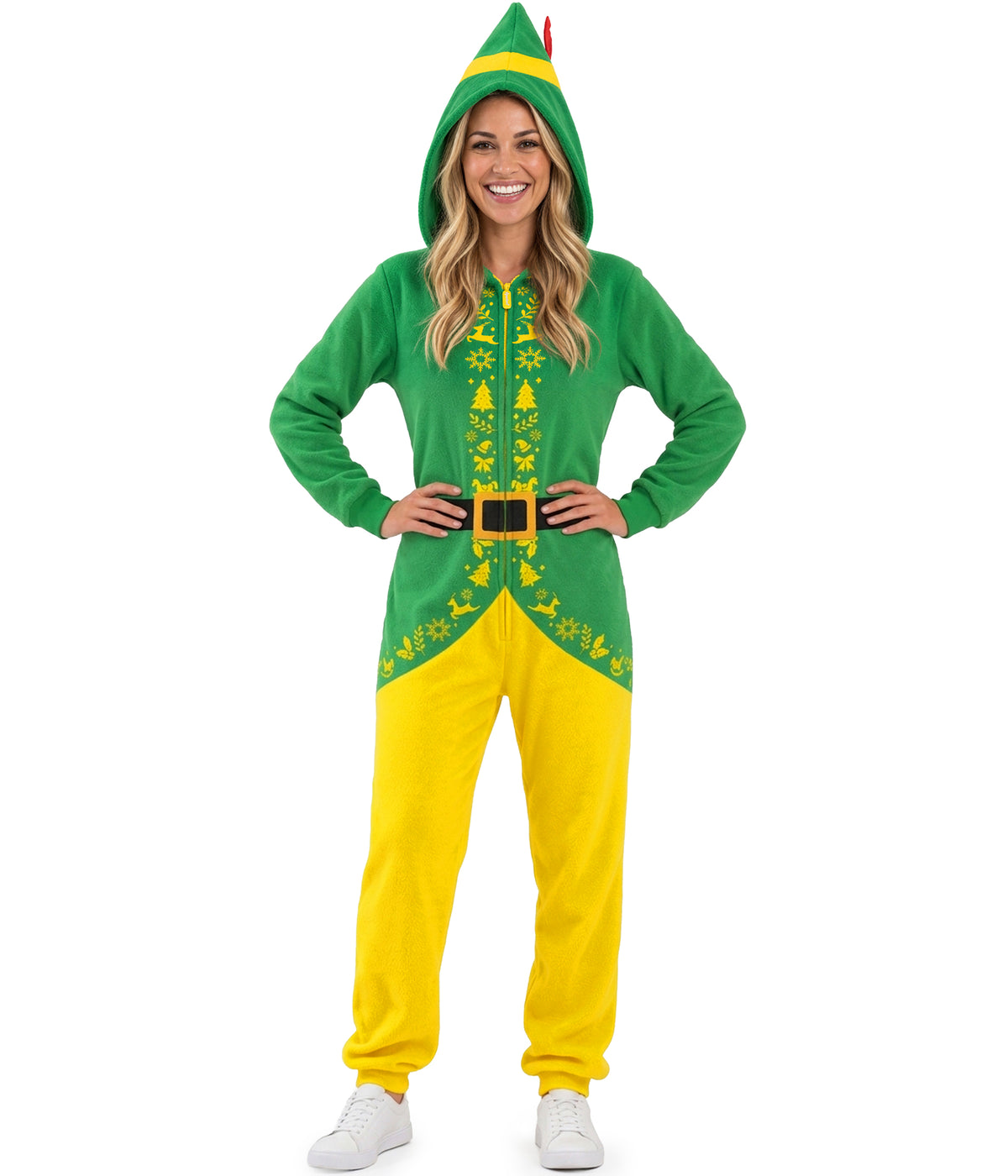 Women's Buddy the Elf Jumpsuit with Elf Hat Hood