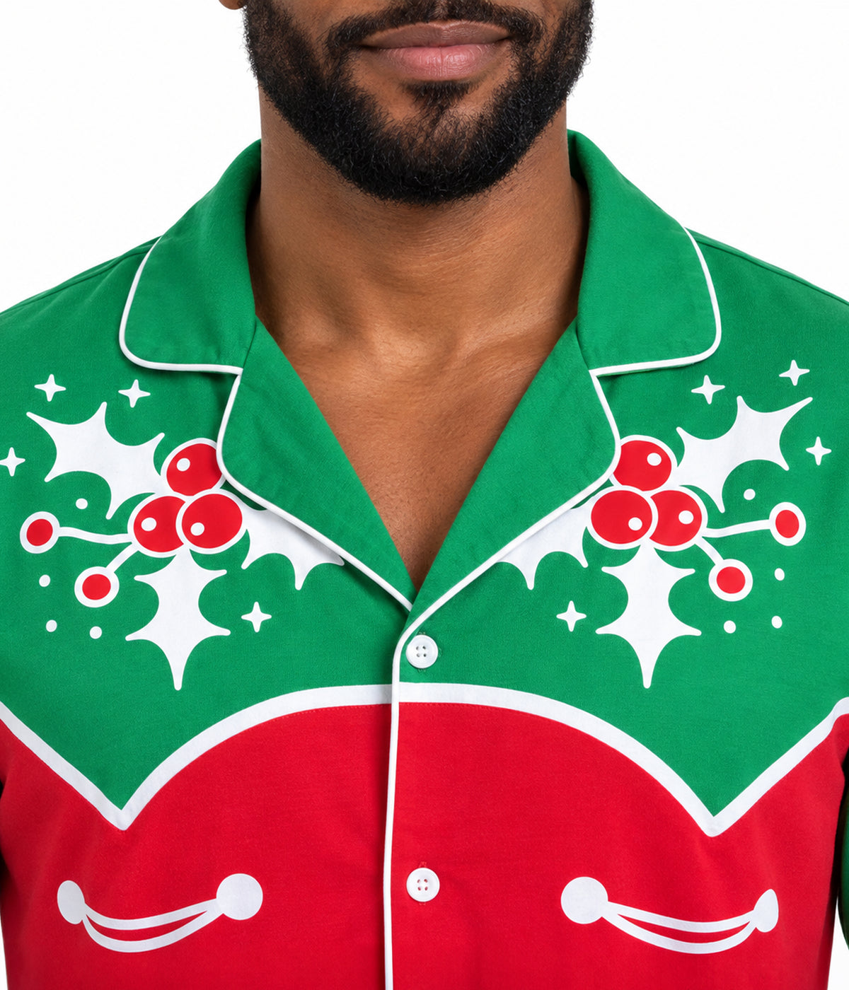 Men's Christmas Cowboy Lapel Pajama Set