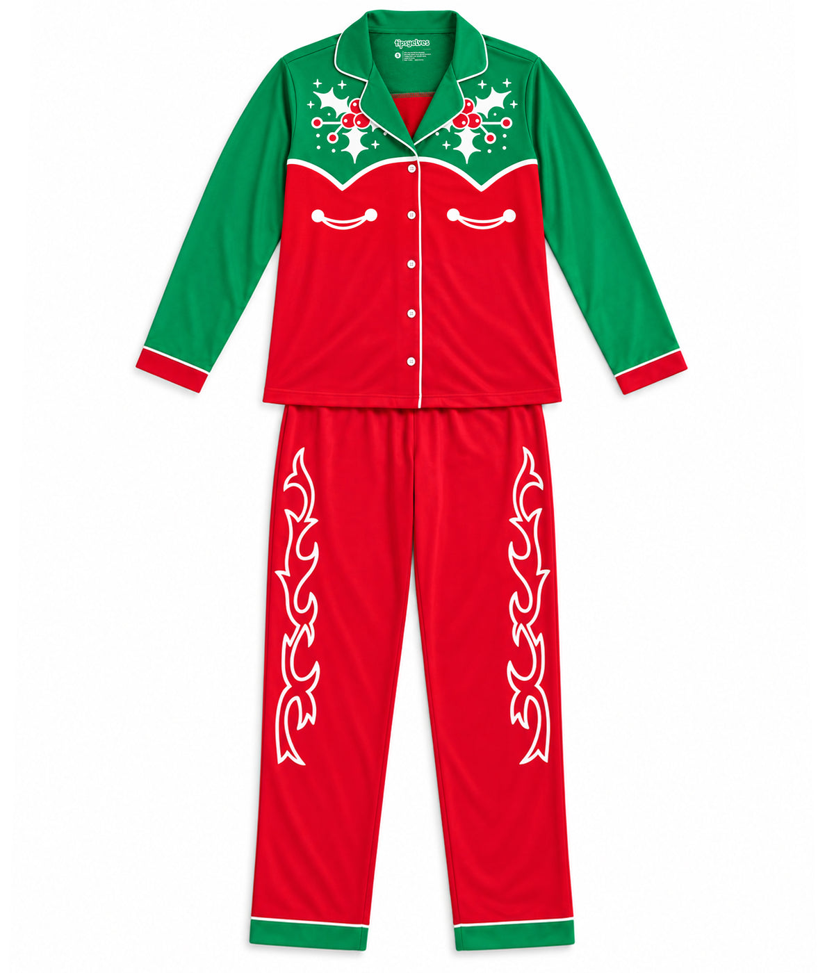 Women's Christmas Cowgirl Lapel Pajama Set