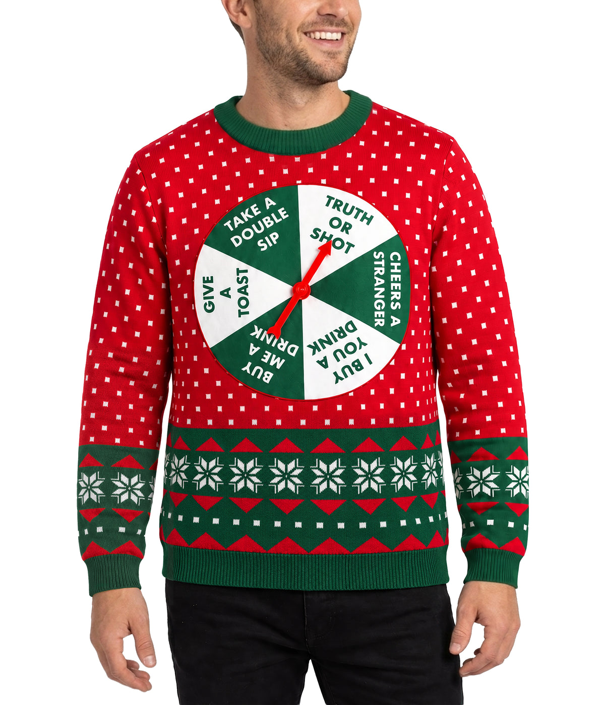 Men's Drinking Game Show Ugly Christmas Sweater