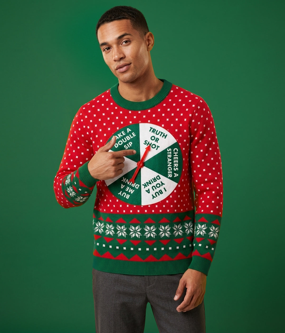 Men's Drinking Game Show Ugly Christmas Sweater