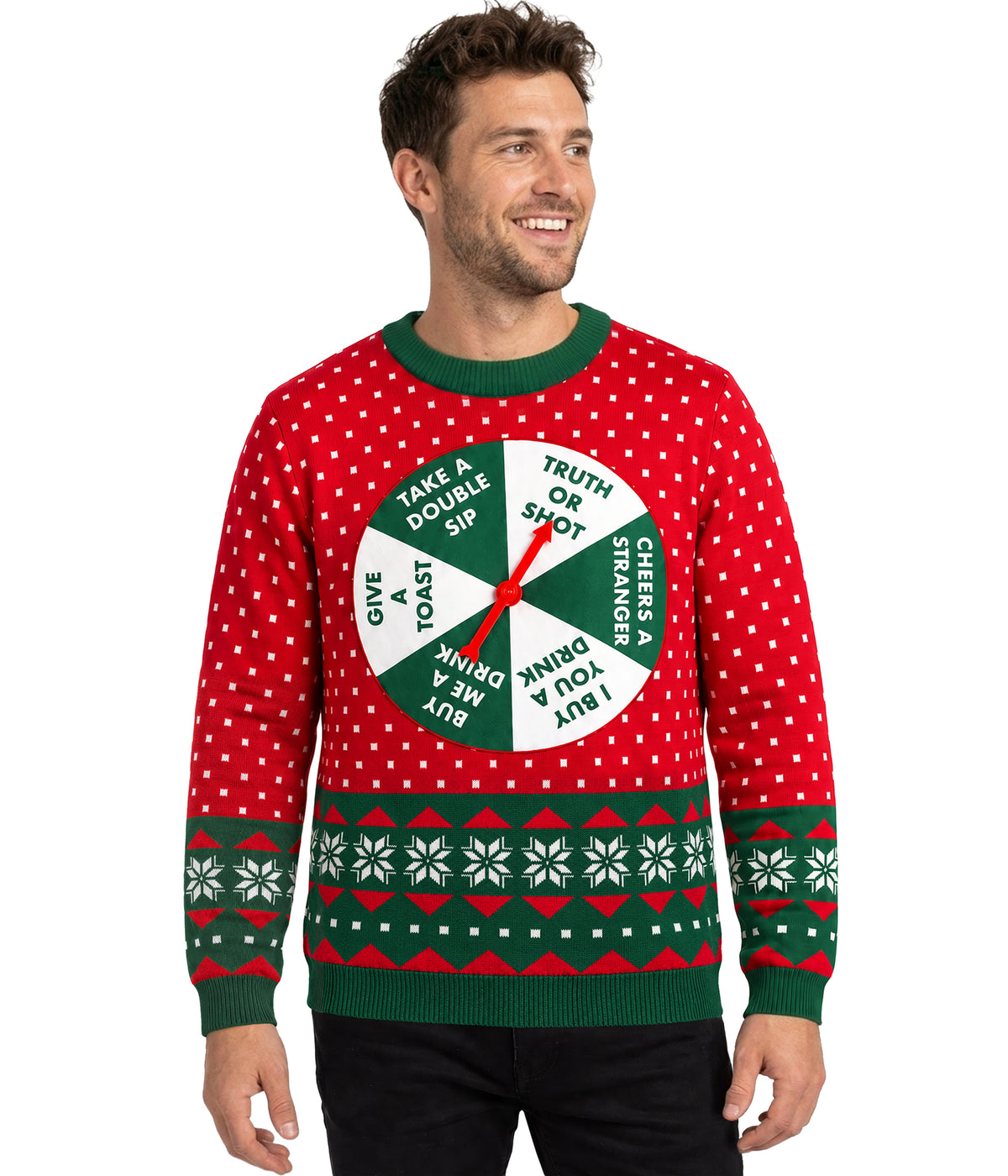 Men's Drinking Game Show Ugly Christmas Sweater