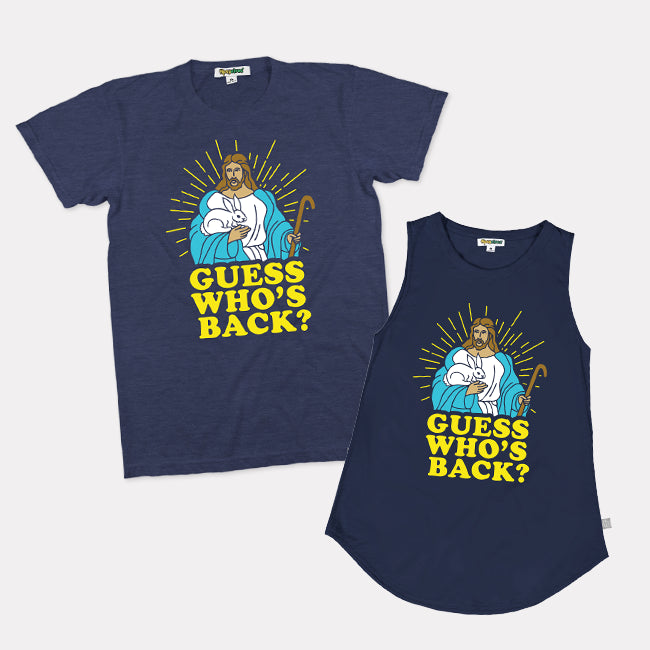 shop graphic tees - men's and women's guess who's back tee and tank top