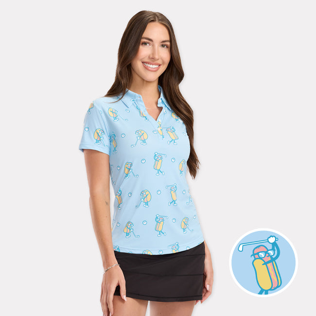 shop golf polos - women's sizzlin' swing golf polo