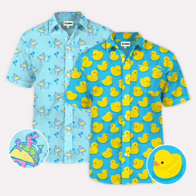 shop hawaiian shirts - men's tacosaurus hawaiian shirt and men's rubber ducky hawaiian shirt
