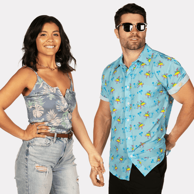 shop hawaiian shirts - women's Bahama mama hawaiian tank top and men's tacosaurus hawaiian shirt